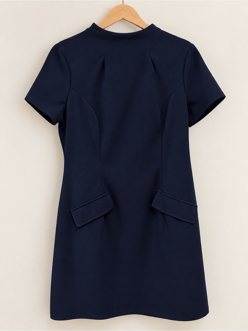 B Darlin Navy Short Sleeve Shift Dress with Flap Pockets